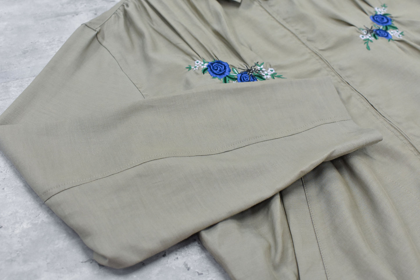 NewRose / Embroidery Wrinklework Blouson - BROWN BEIGE