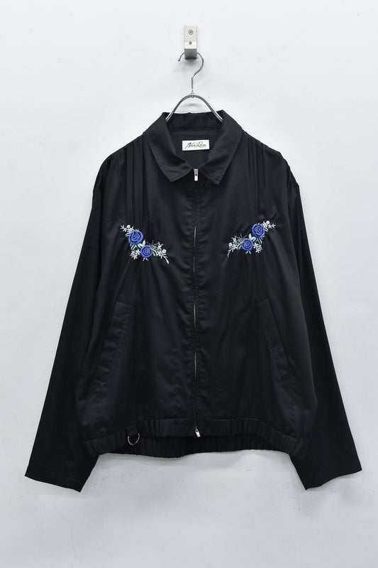 NewRose / Embroidery Wrinklework Blouson - BLACK