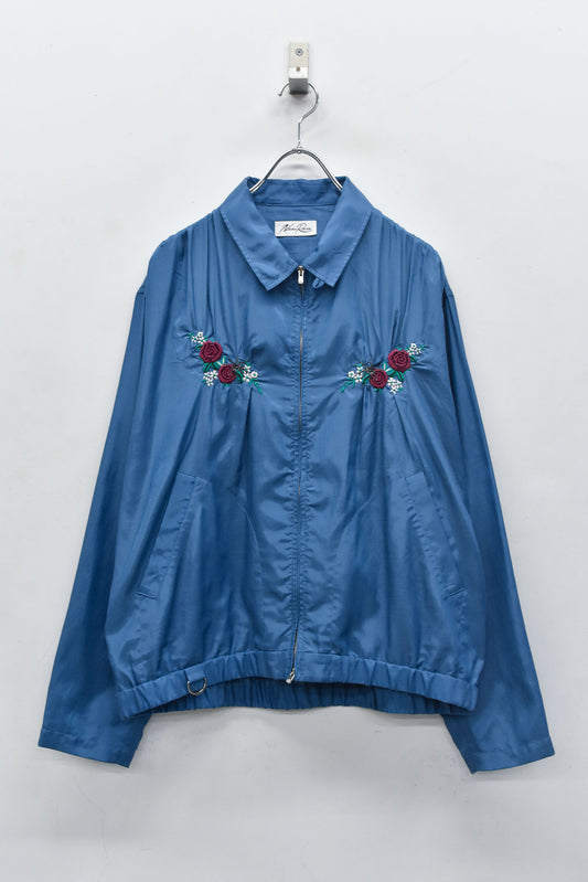 NewRose / Embroidery Wrinklework Blouson - BLUE