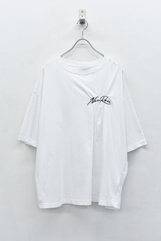 NewRose / Embroidery Wrinklework T-shirt - WHITE