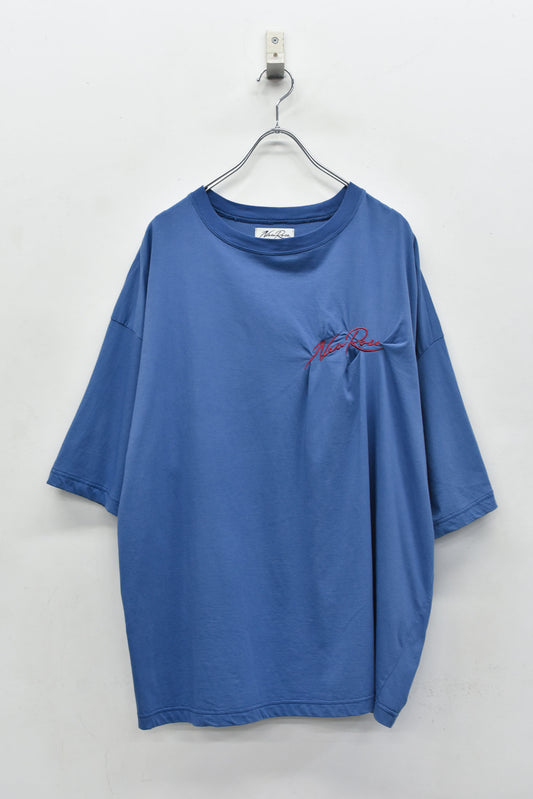 NewRose / Embroidery Wrinklework T-shirt - SMOKE BLUE