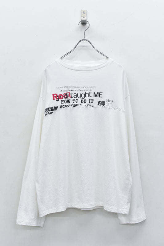 NewRose / Letter Embroidery Long Sleeve Shirt - OFF WHITE