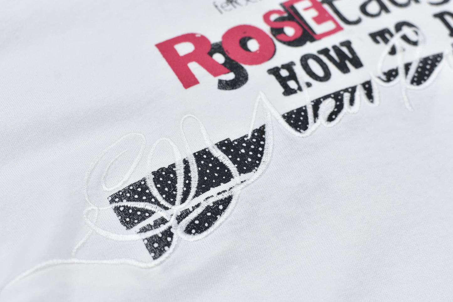 NewRose / Letter Embroidery Long Sleeve Shirt - OFF WHITE