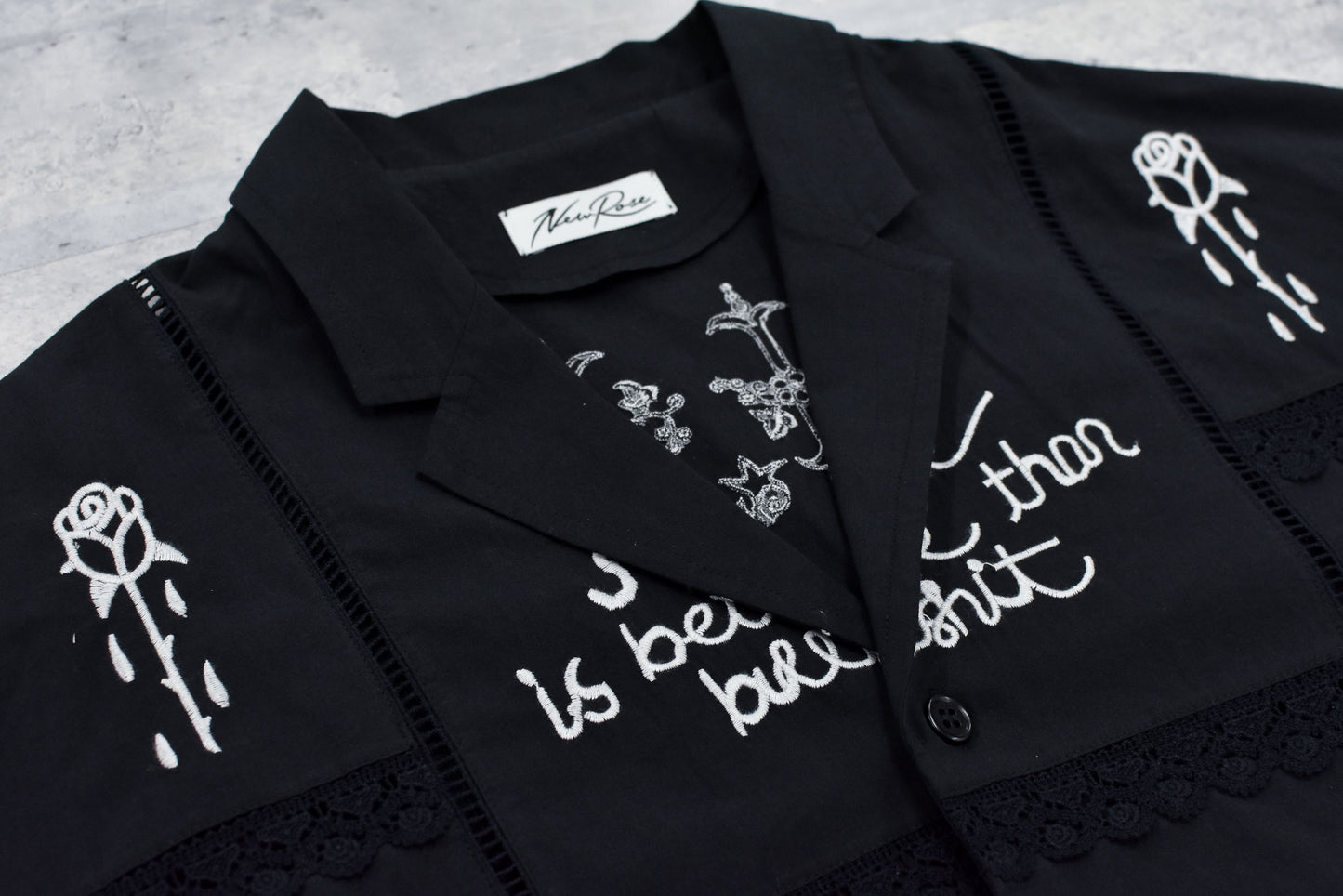 NewRose / Ladder Race×Embroidery Jacket - BLACK