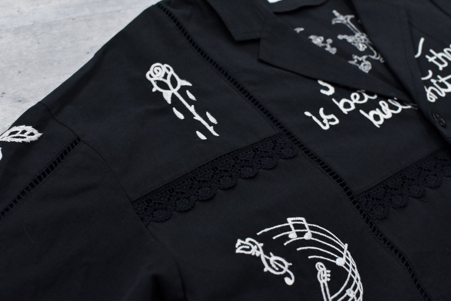 NewRose / Ladder Race×Embroidery Jacket - BLACK