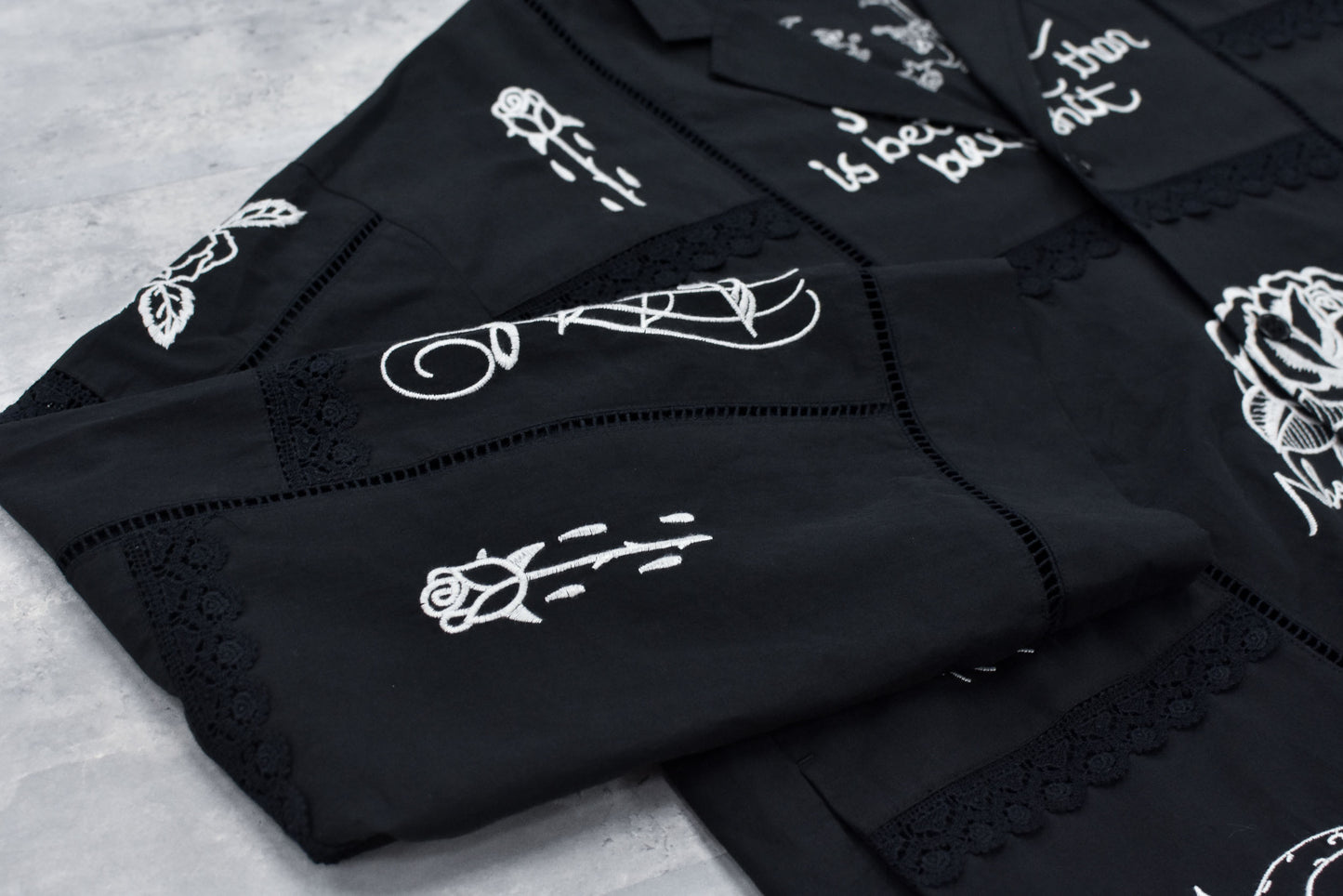 NewRose / Ladder Race×Embroidery Jacket - BLACK