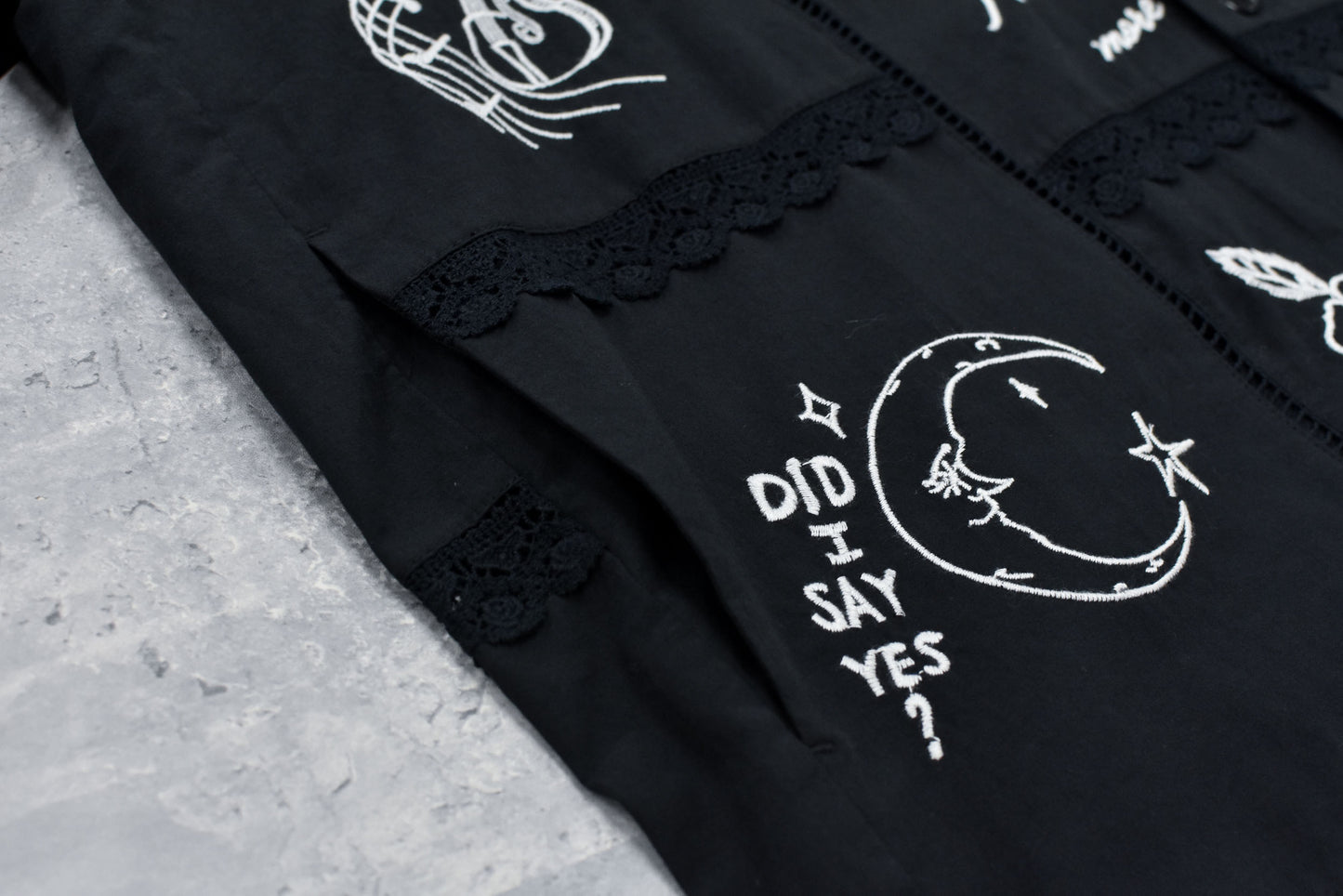 NewRose / Ladder Race×Embroidery Jacket - BLACK