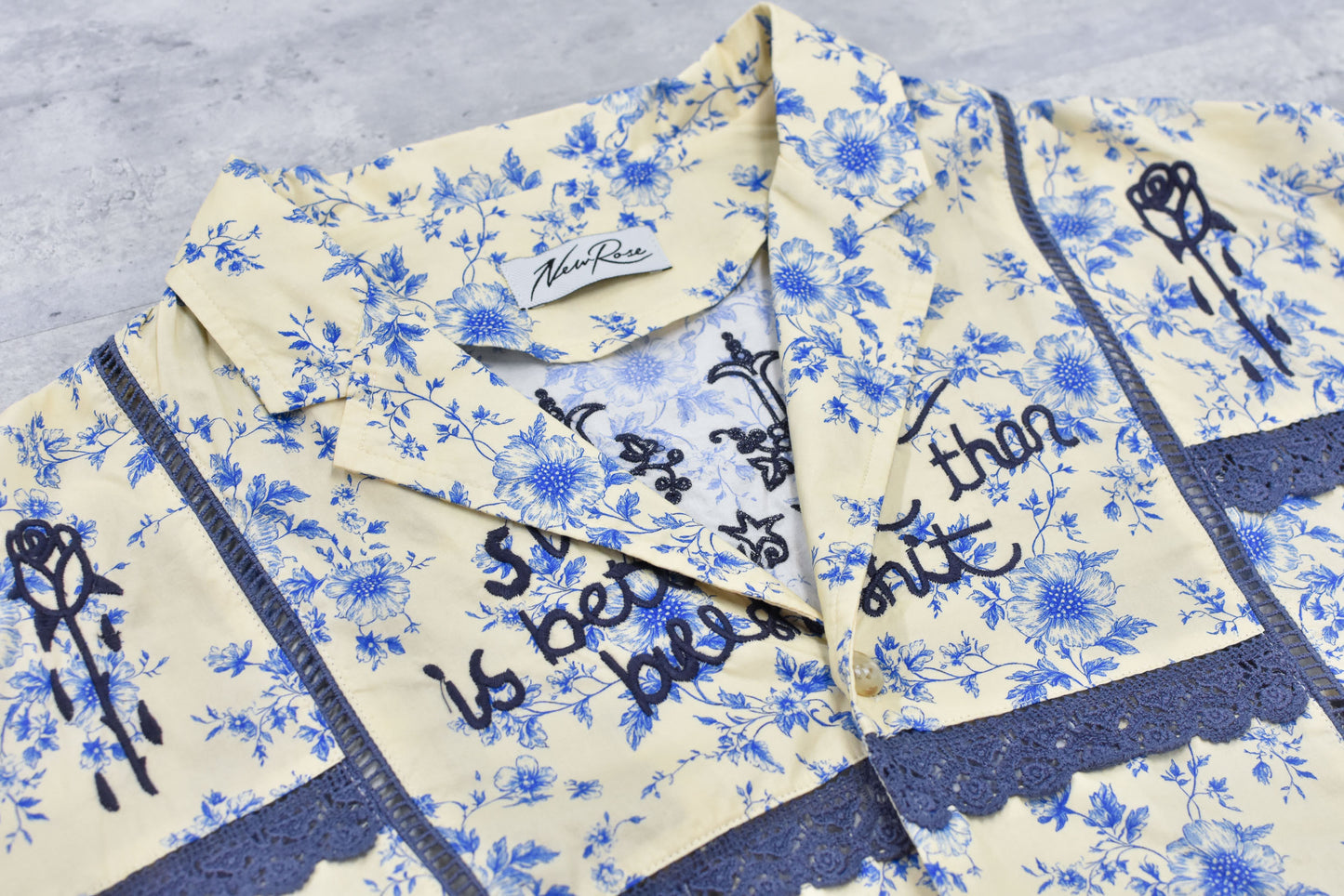 NewRose / Ladder Race×Embroidery Jacket - BLUE FLOWER