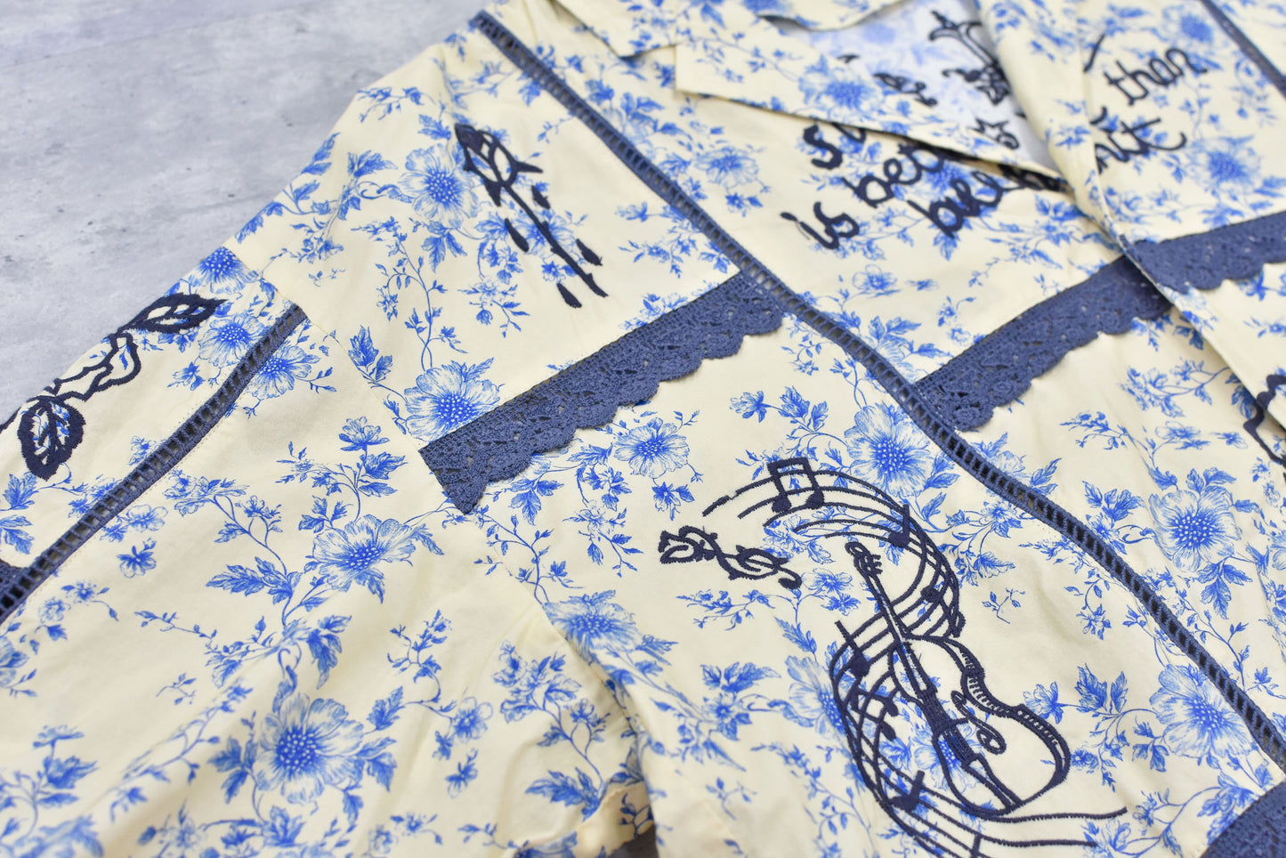 NewRose / Ladder Race×Embroidery Jacket - BLUE FLOWER