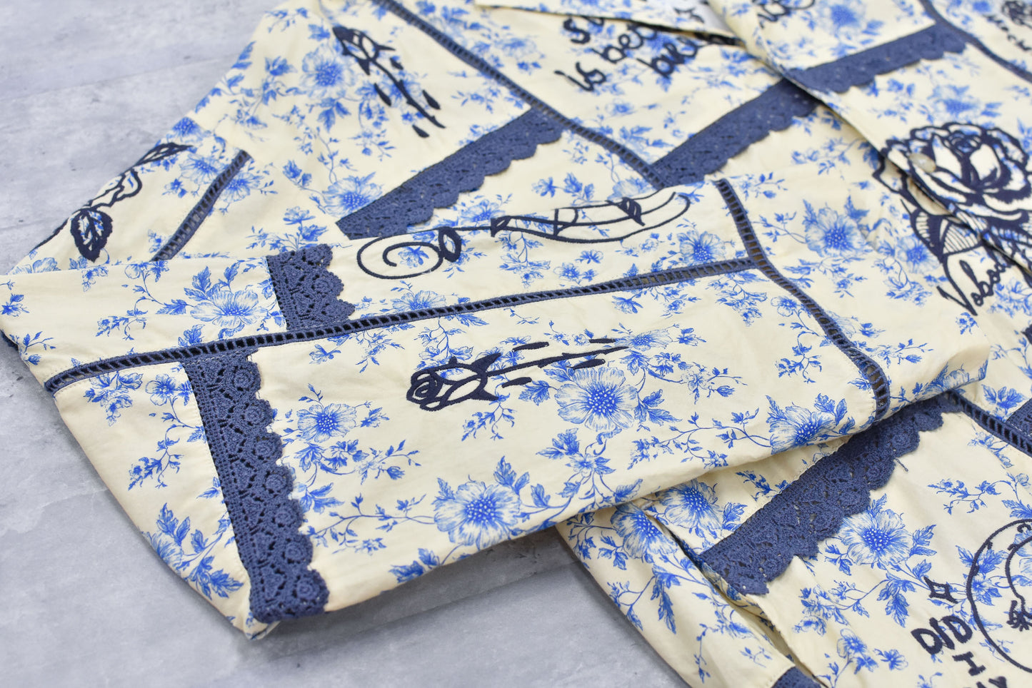 NewRose / Ladder Race×Embroidery Jacket - BLUE FLOWER