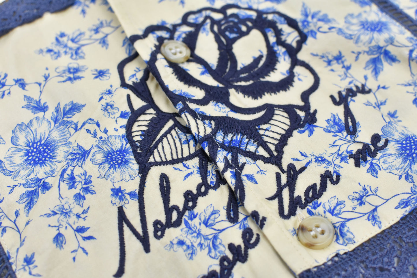 NewRose / Ladder Race×Embroidery Jacket - BLUE FLOWER