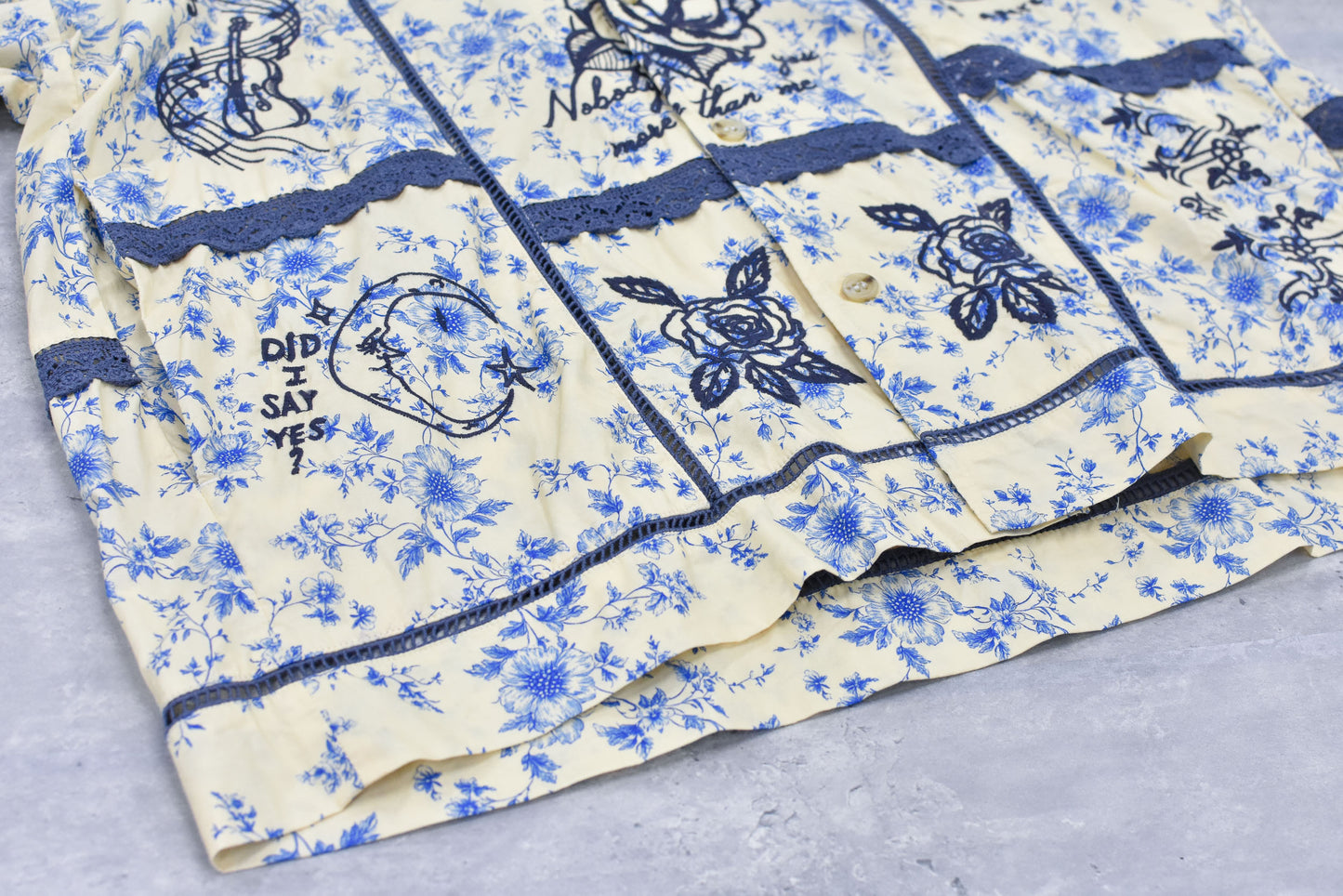 NewRose / Ladder Race×Embroidery Jacket - BLUE FLOWER