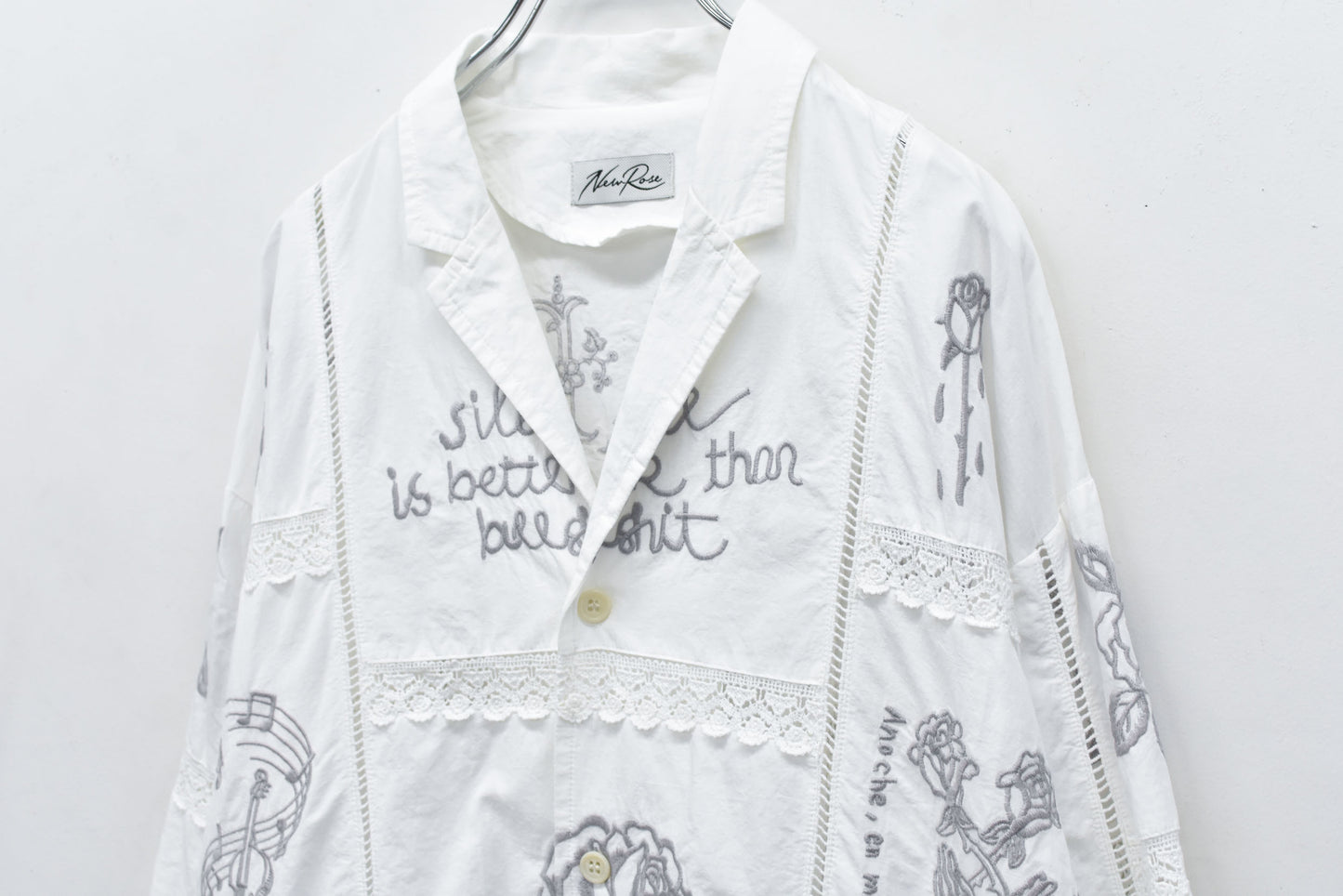 NewRose / Ladder Race×Embroidery Jacket - WHITE