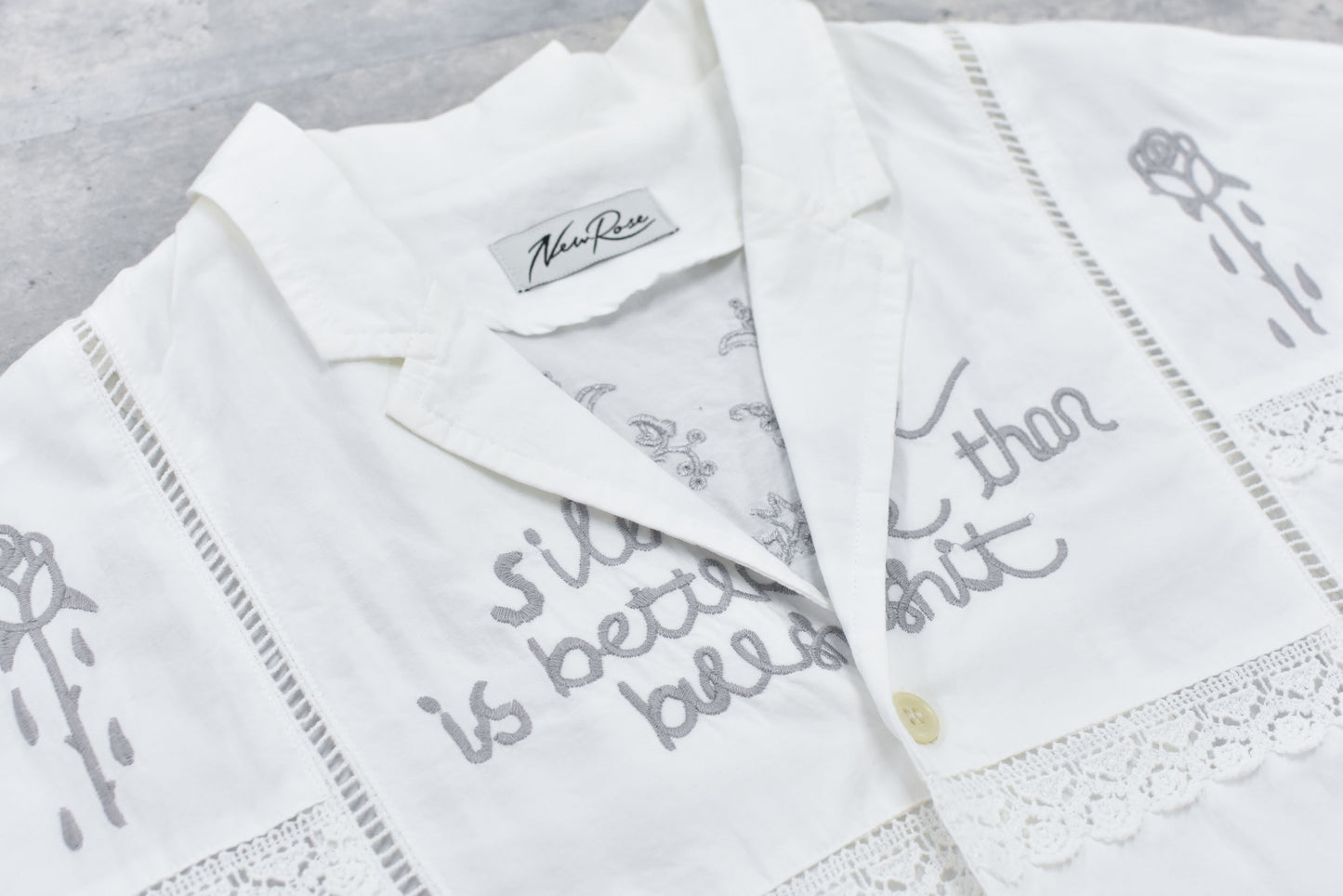 NewRose / Ladder Race×Embroidery Jacket - WHITE