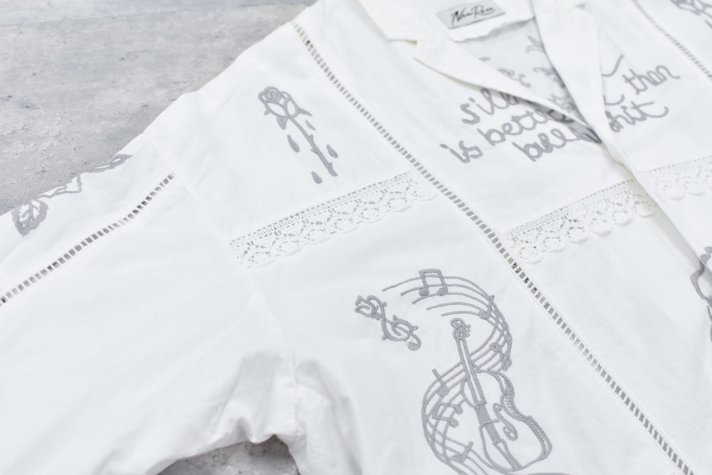 NewRose / Ladder Race×Embroidery Jacket - WHITE