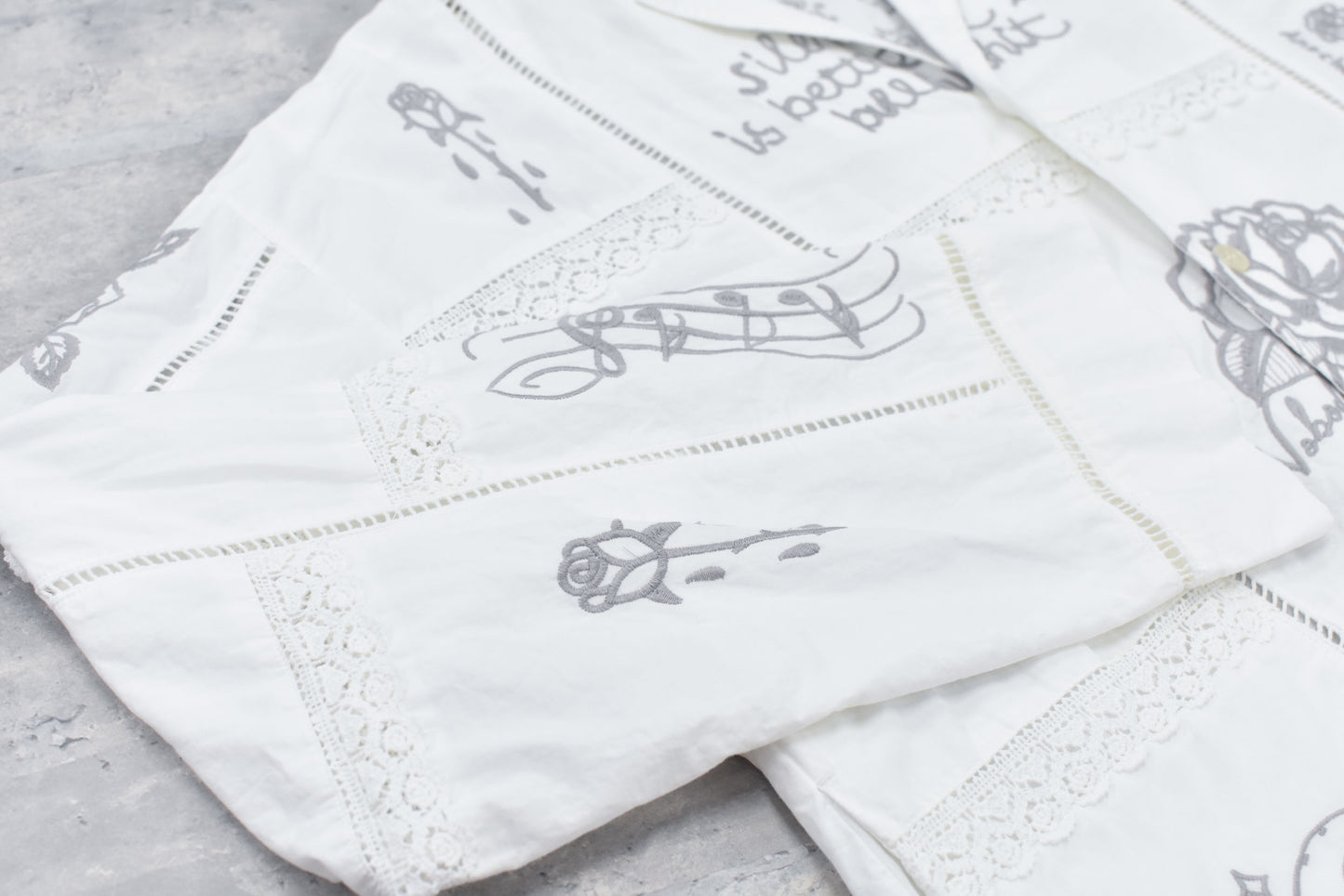 NewRose / Ladder Race×Embroidery Jacket - WHITE