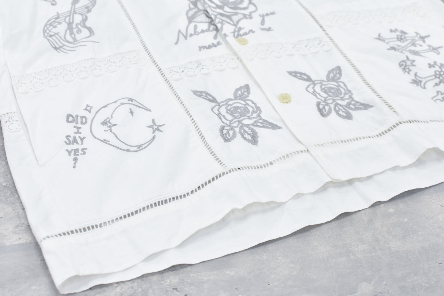 NewRose / Ladder Race×Embroidery Jacket - WHITE