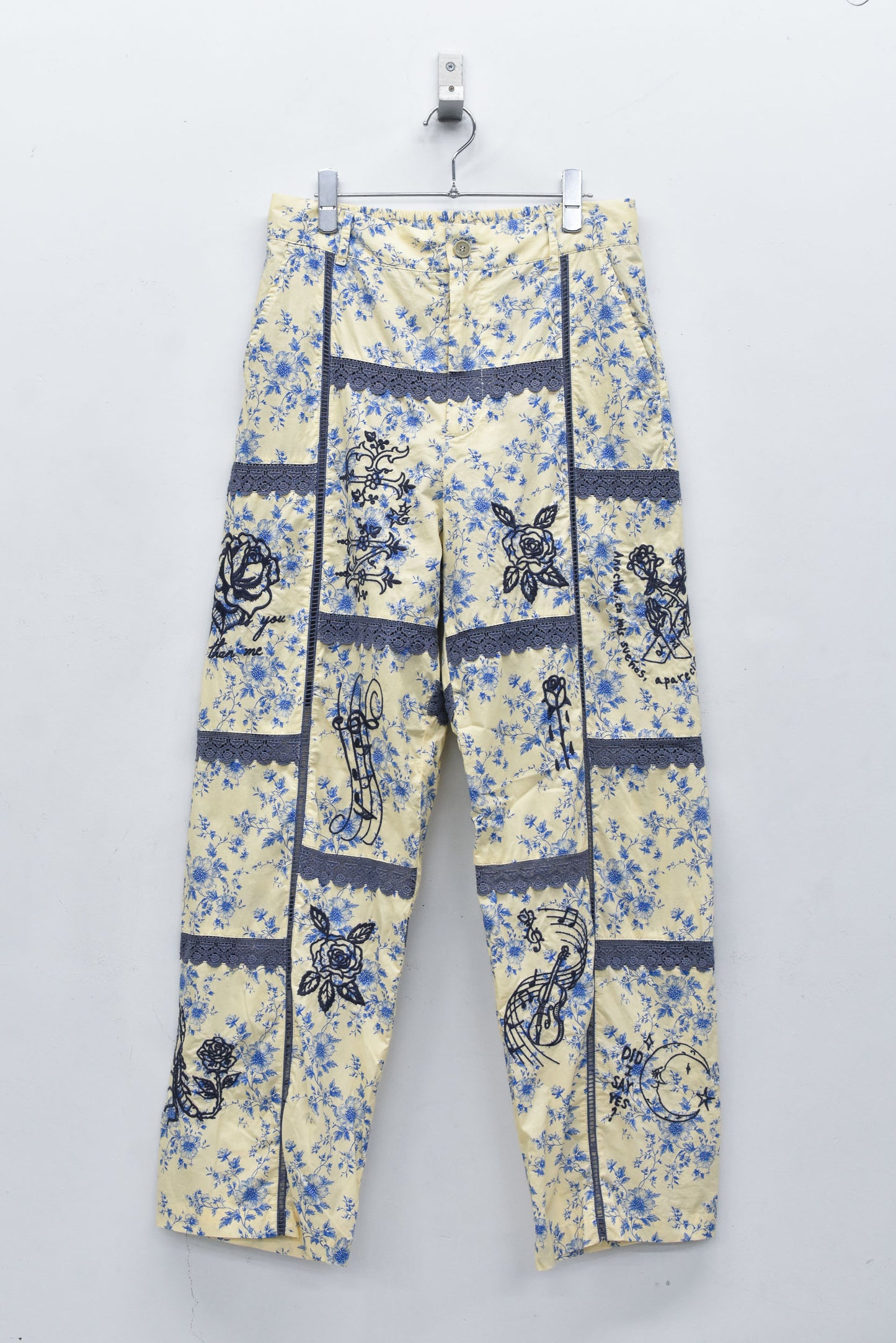 NewRose / Ladder Race×Embroidery Pants - BLUE FLOWER