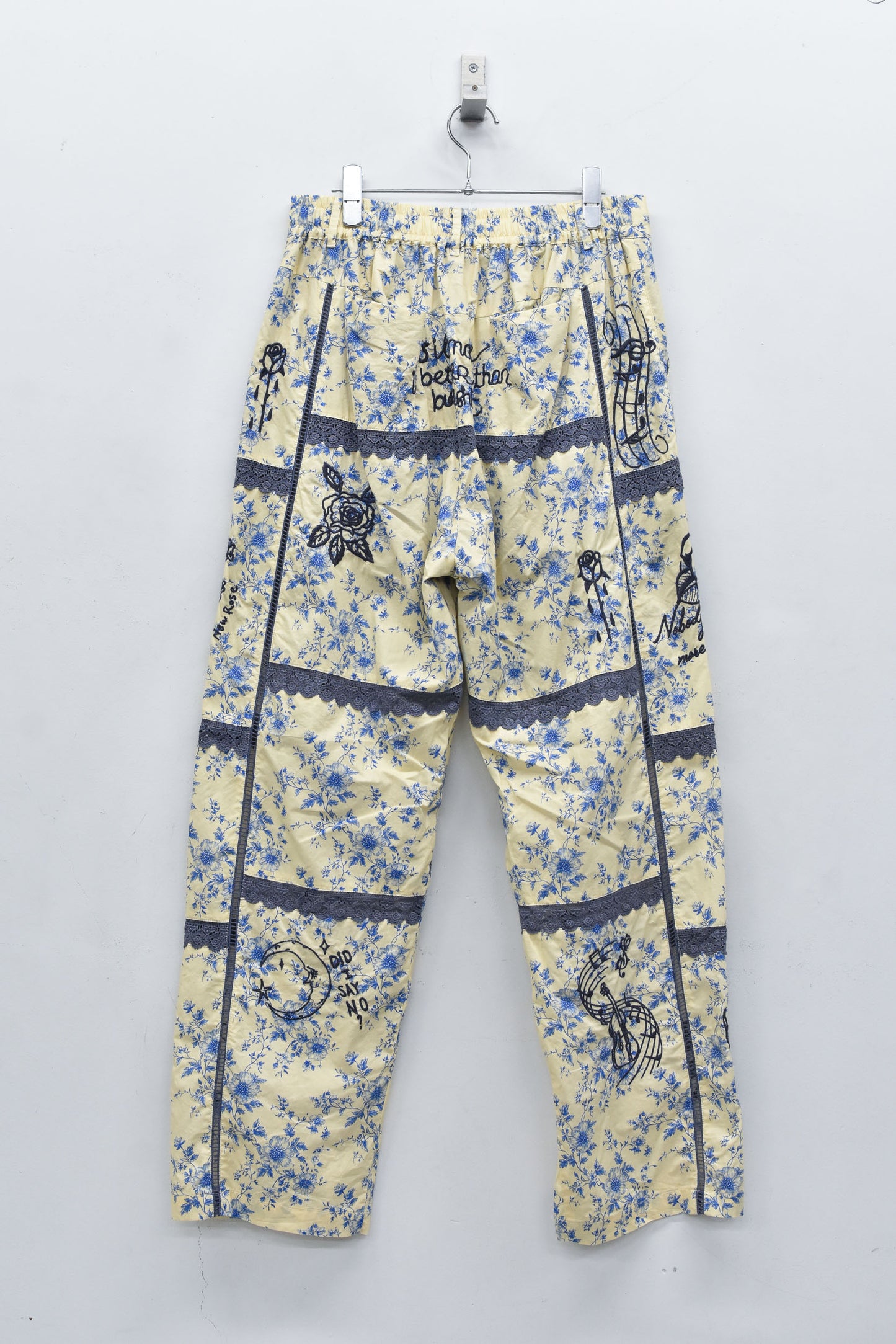 NewRose / Ladder Race×Embroidery Pants - BLUE FLOWER
