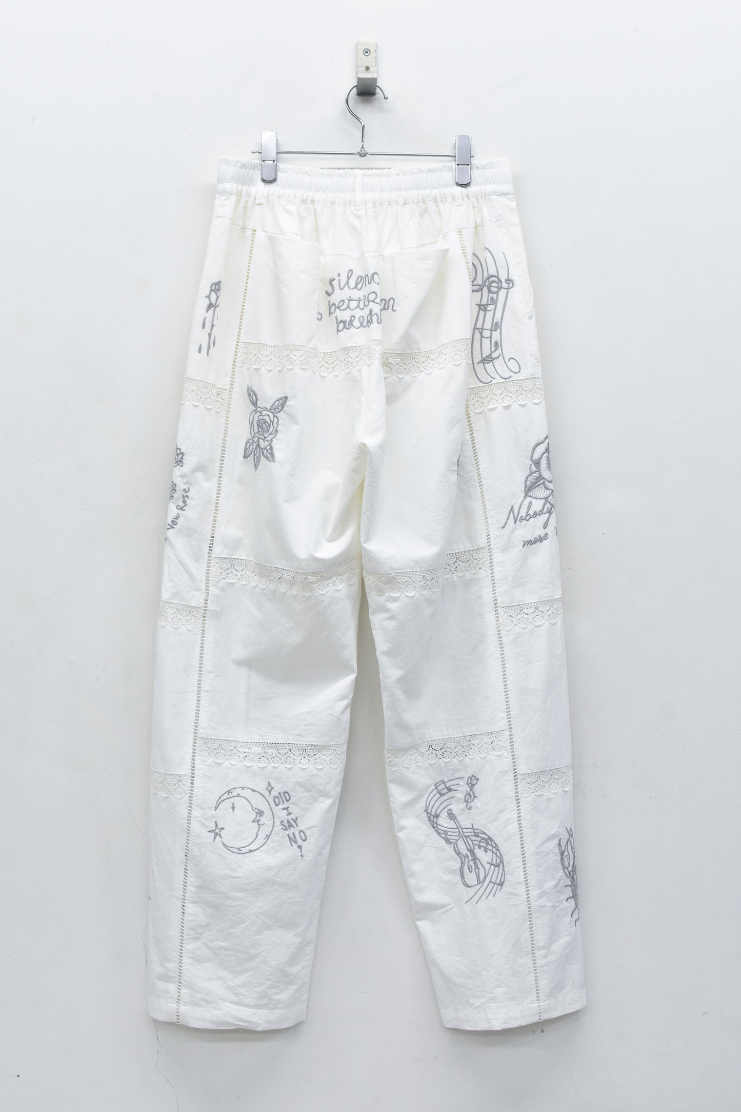 NewRose / Ladder Race×Embroidery Pants - WHITE