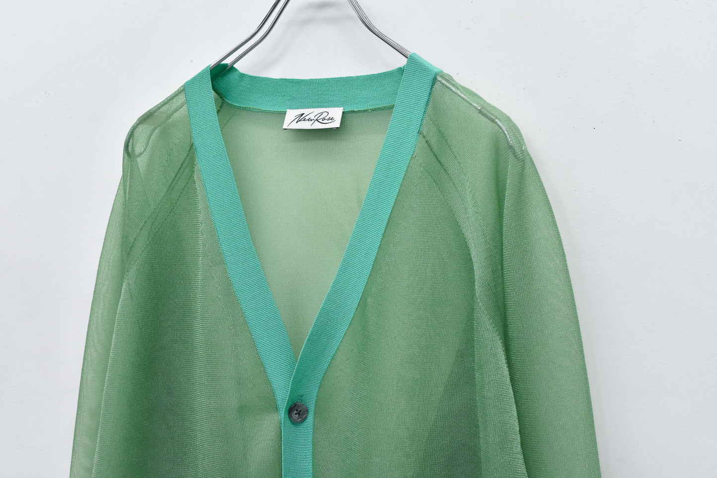 NewRose / Sheer Knit Cardigan Airbrush - PALE GREEN