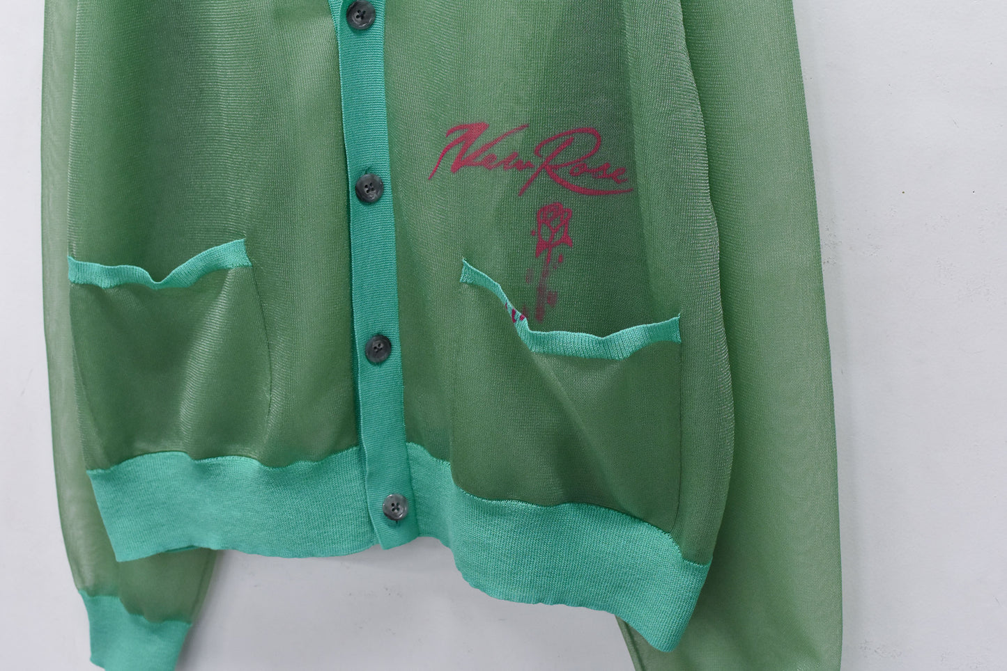 NewRose / Sheer Knit Cardigan Airbrush - PALE GREEN