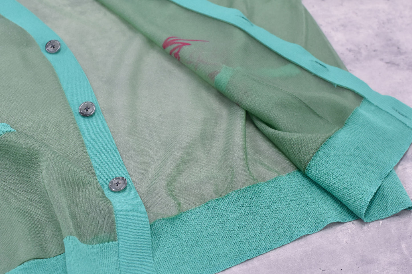 NewRose / Sheer Knit Cardigan Airbrush - PALE GREEN