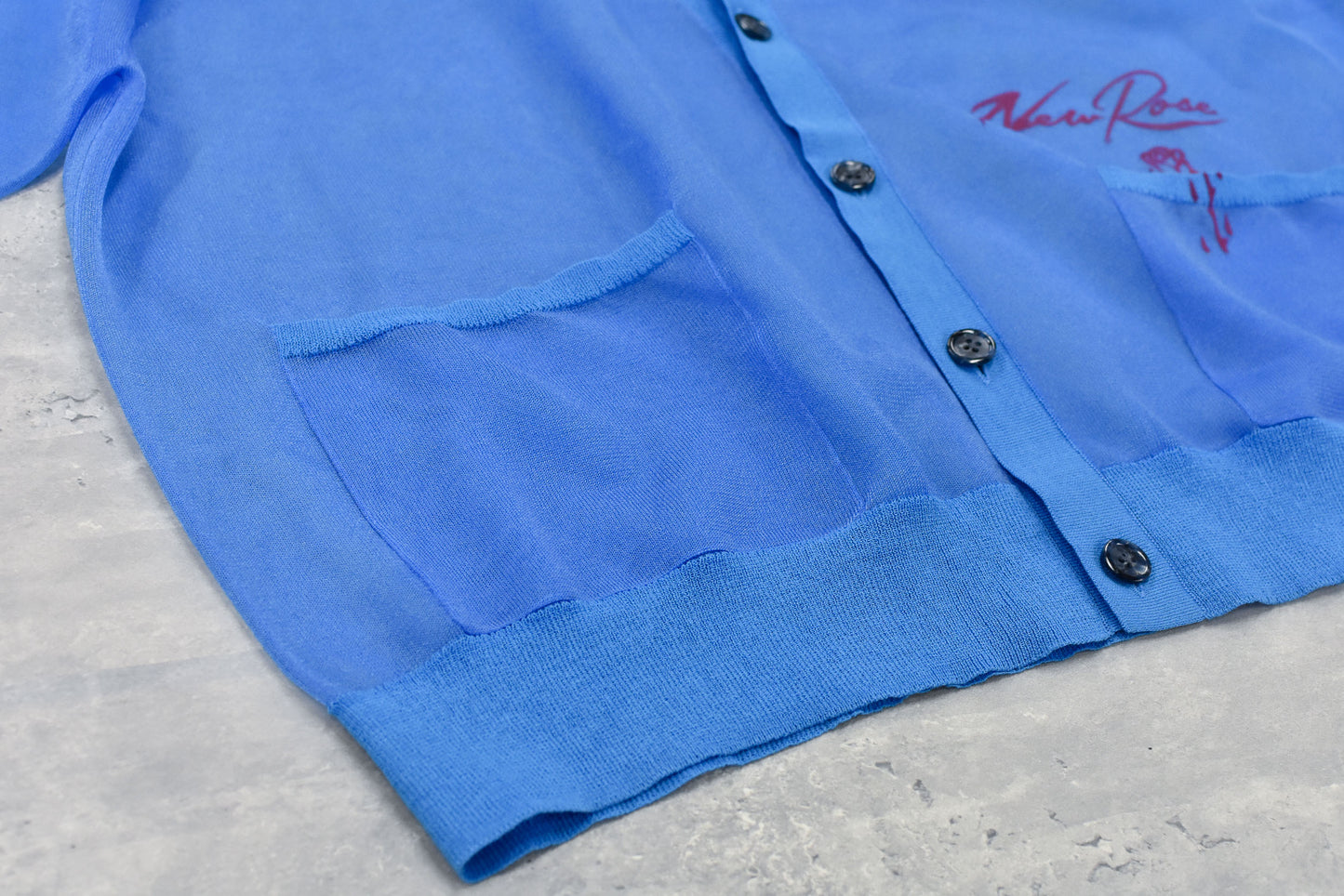 NewRose / Sheer Knit Cardigan Airbrush - SKY BLUE