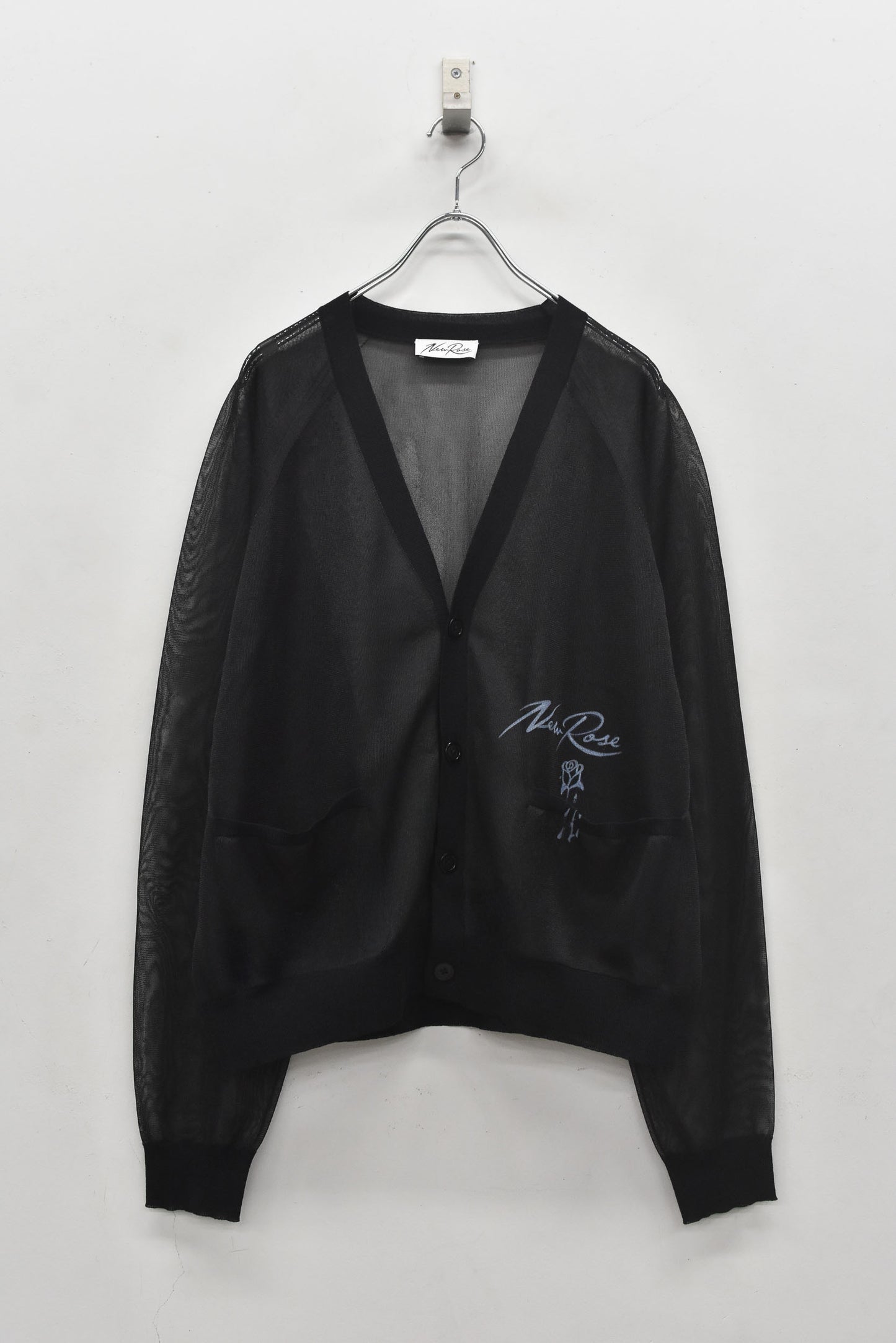 NewRose / Sheer Knit Cardigan Airbrush - BLACK