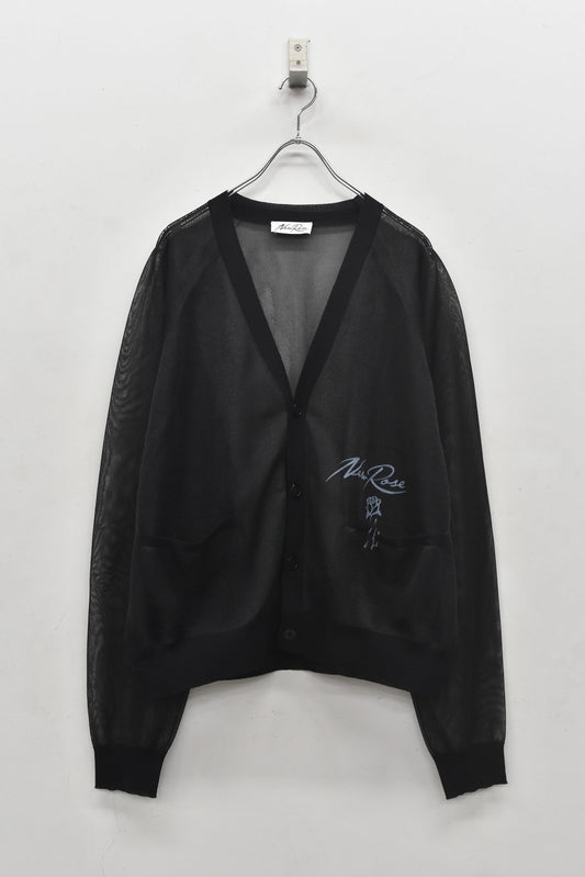 NewRose / Sheer Knit Cardigan Airbrush - BLACK