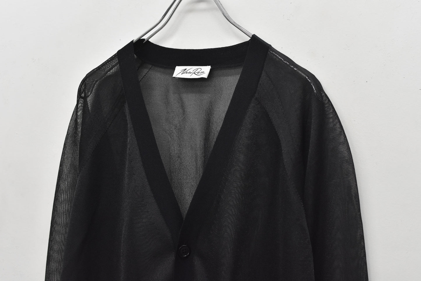 NewRose / Sheer Knit Cardigan Airbrush - BLACK