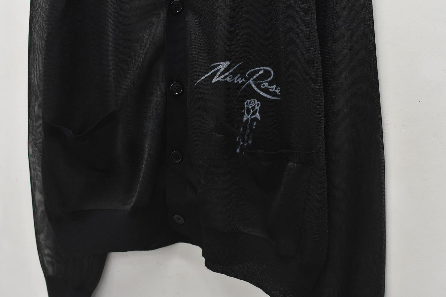 NewRose / Sheer Knit Cardigan Airbrush - BLACK