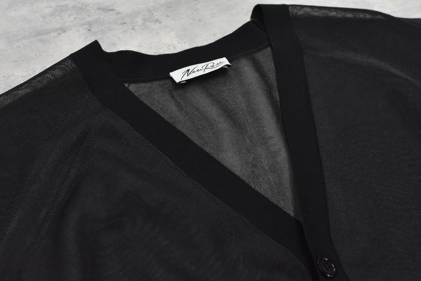 NewRose / Sheer Knit Cardigan Airbrush - BLACK
