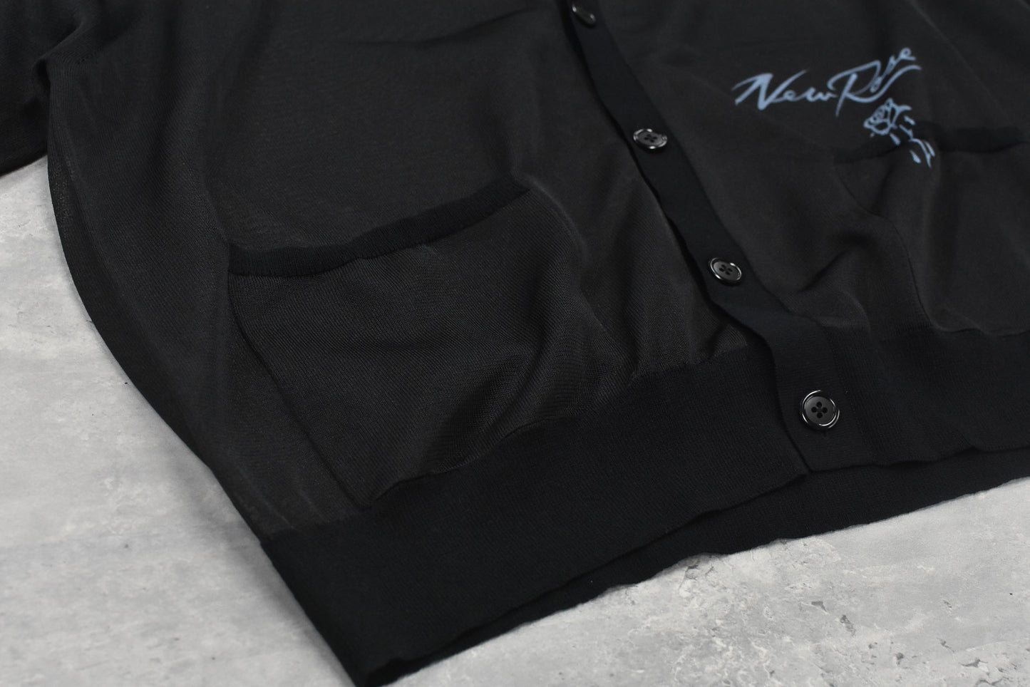 NewRose / Sheer Knit Cardigan Airbrush - BLACK