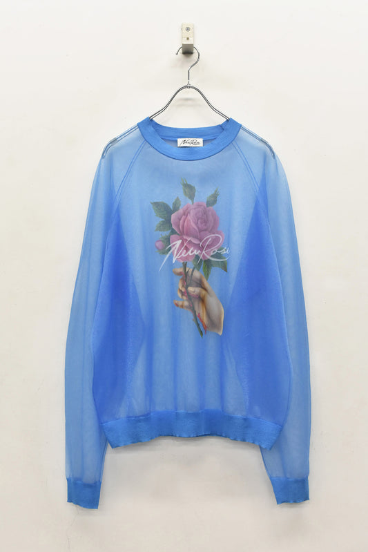 NewRose / Sheer Knit Pullover - SKY BLUE