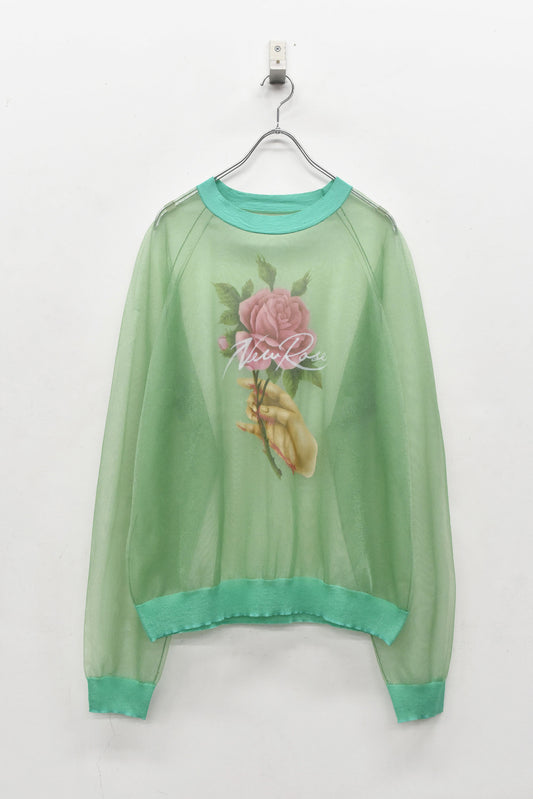 NewRose / Sheer Knit Pullover - PEAL GREEN