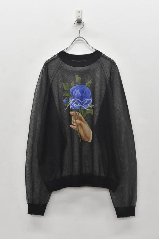 NewRose / Sheer Knit Pullover - BLACK