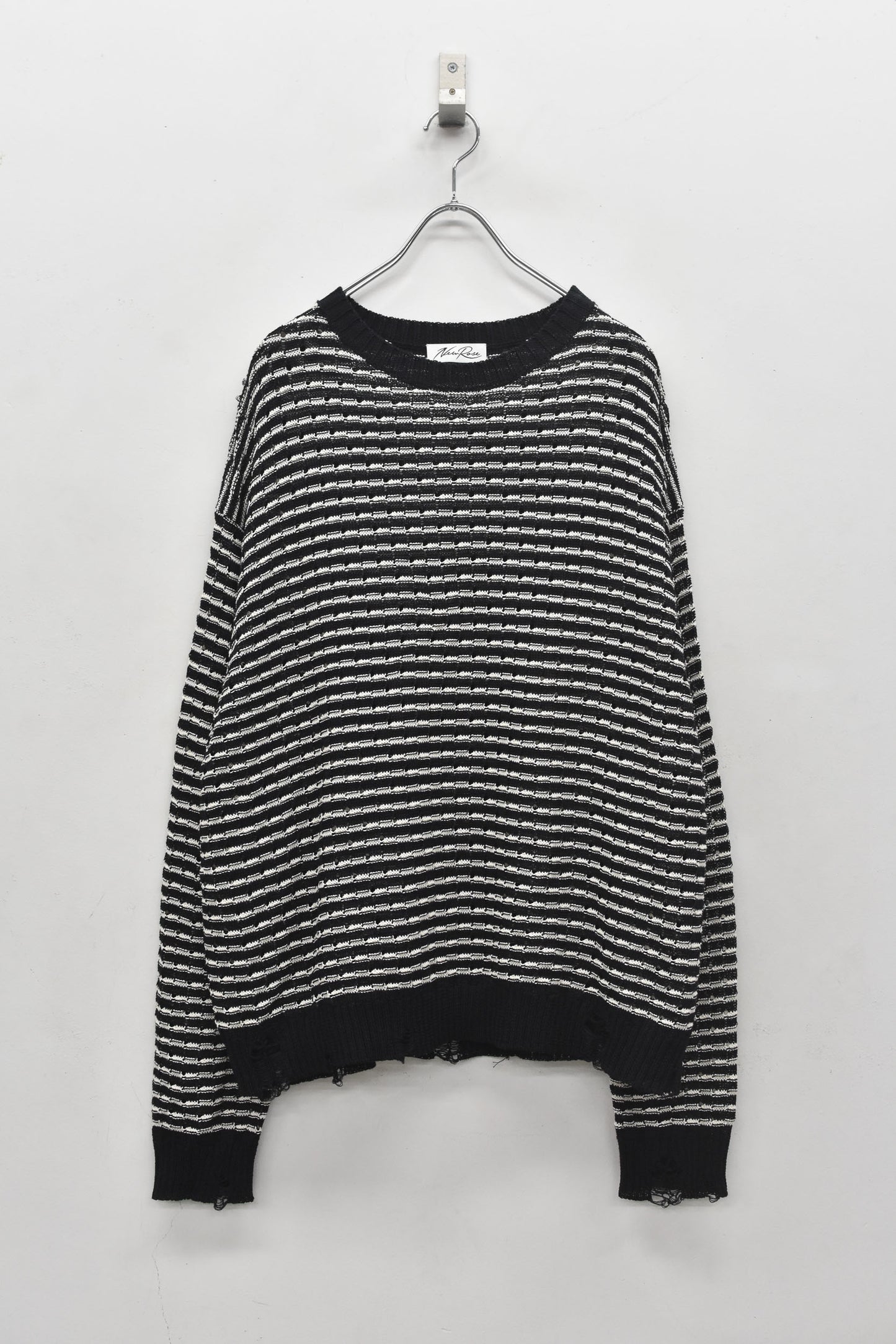 NewRose / Links Knitting Destroy Pullover - BLACK*WHITE