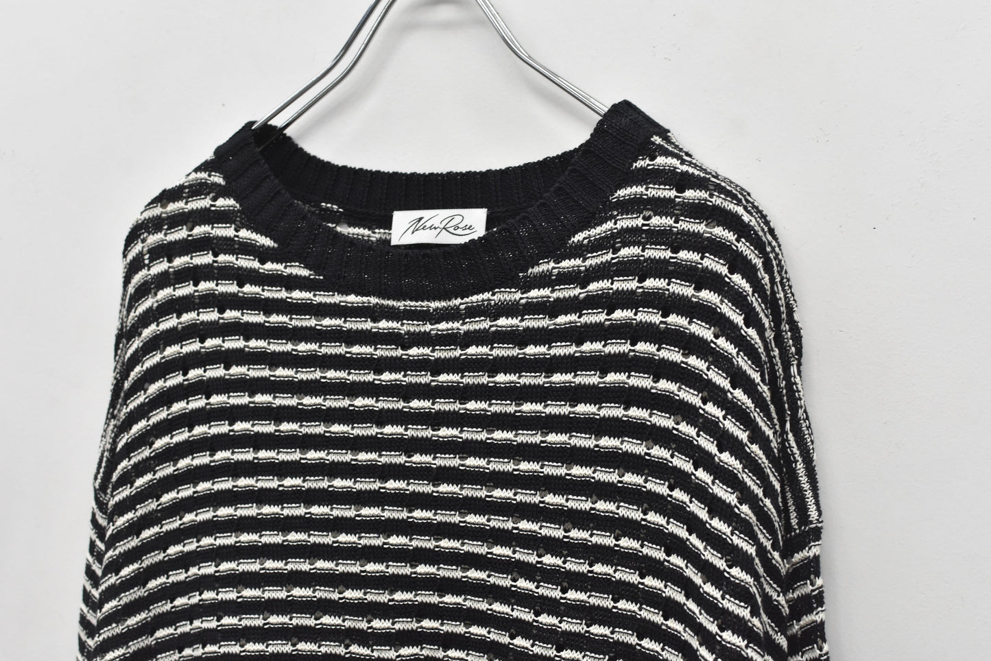 NewRose / Links Knitting Destroy Pullover - BLACK*WHITE
