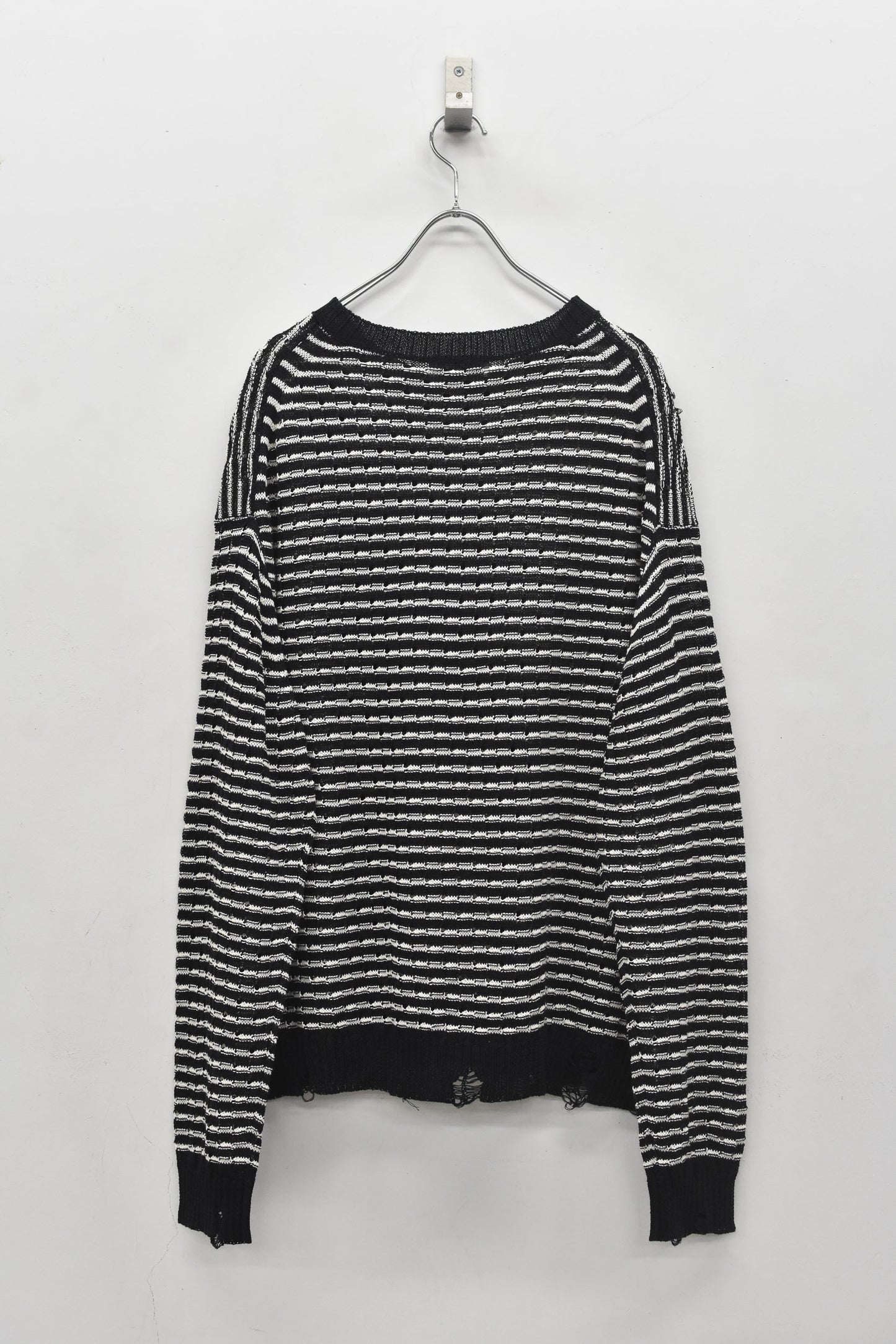 NewRose / Links Knitting Destroy Pullover - BLACK*WHITE