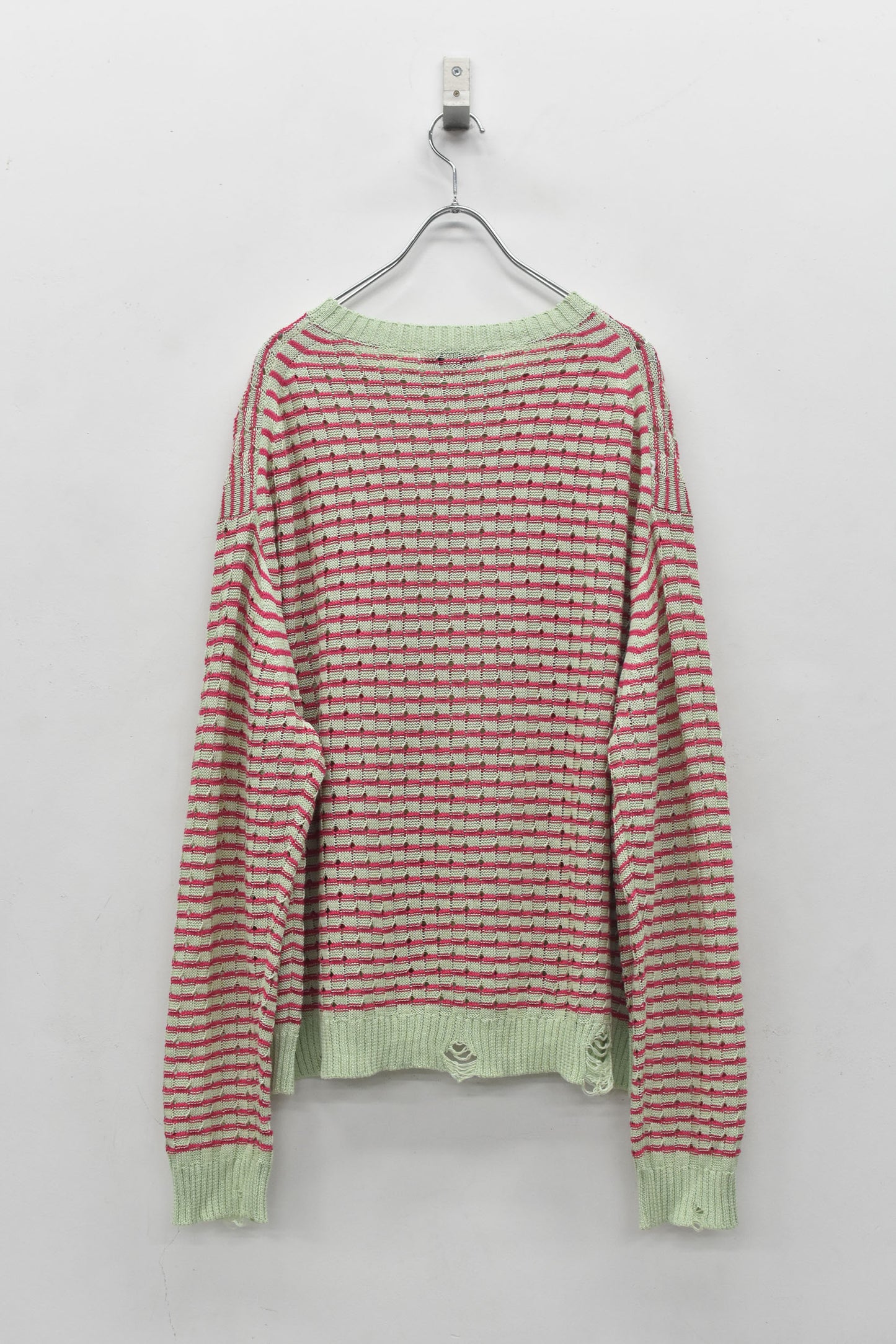 NewRose / Links Knitting Destroy Pullover - PEAL GREEN*ROSE PINK