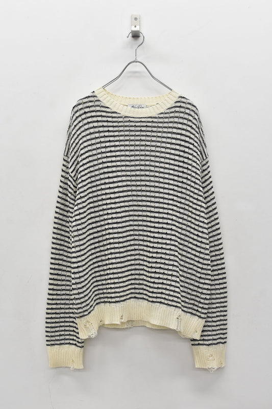NewRose / Links Knitting Destroy Pullover - OFF WHITE*BLACK