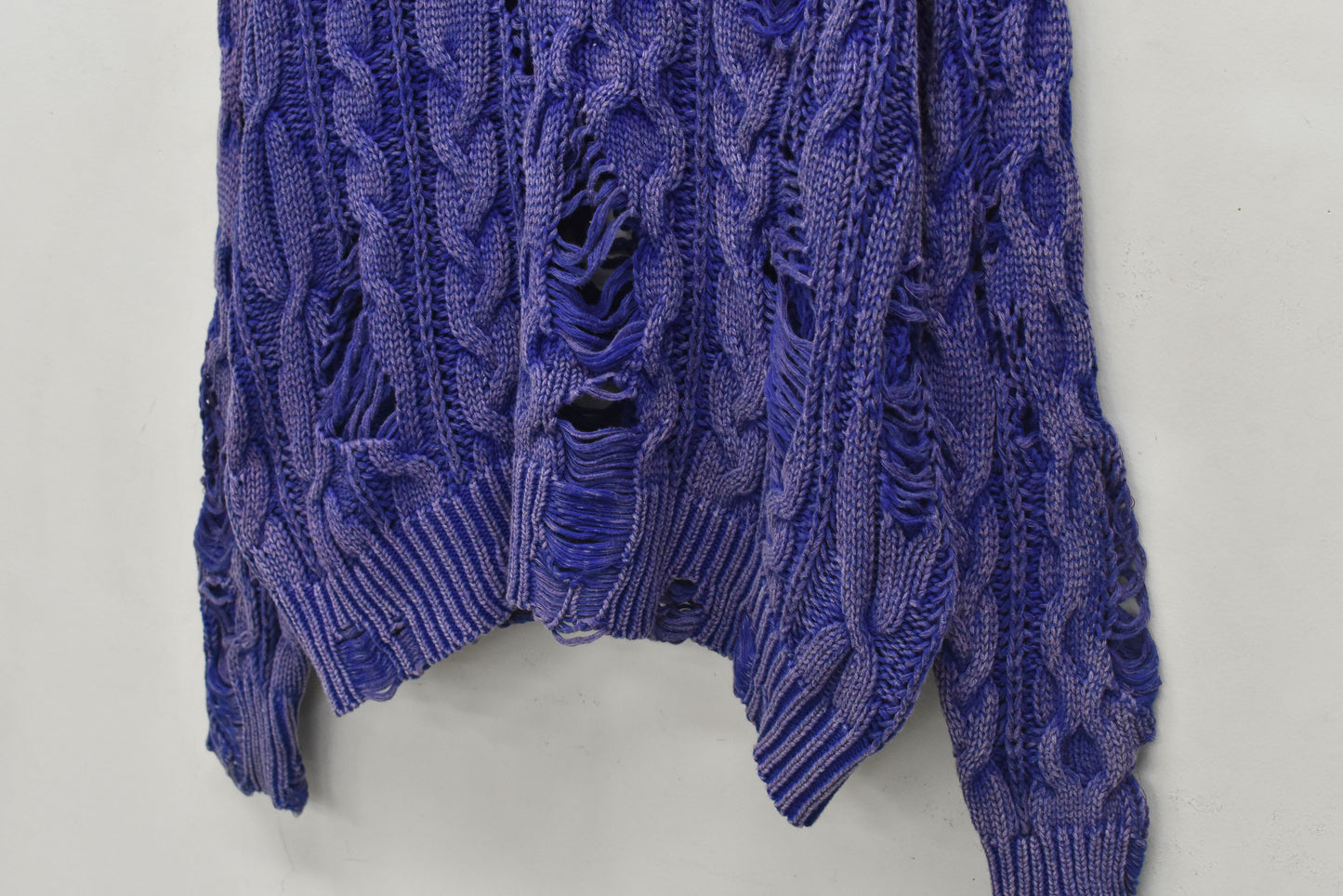 NewRose / Rope Knitting Pigment Destroy Pullover - BLUE