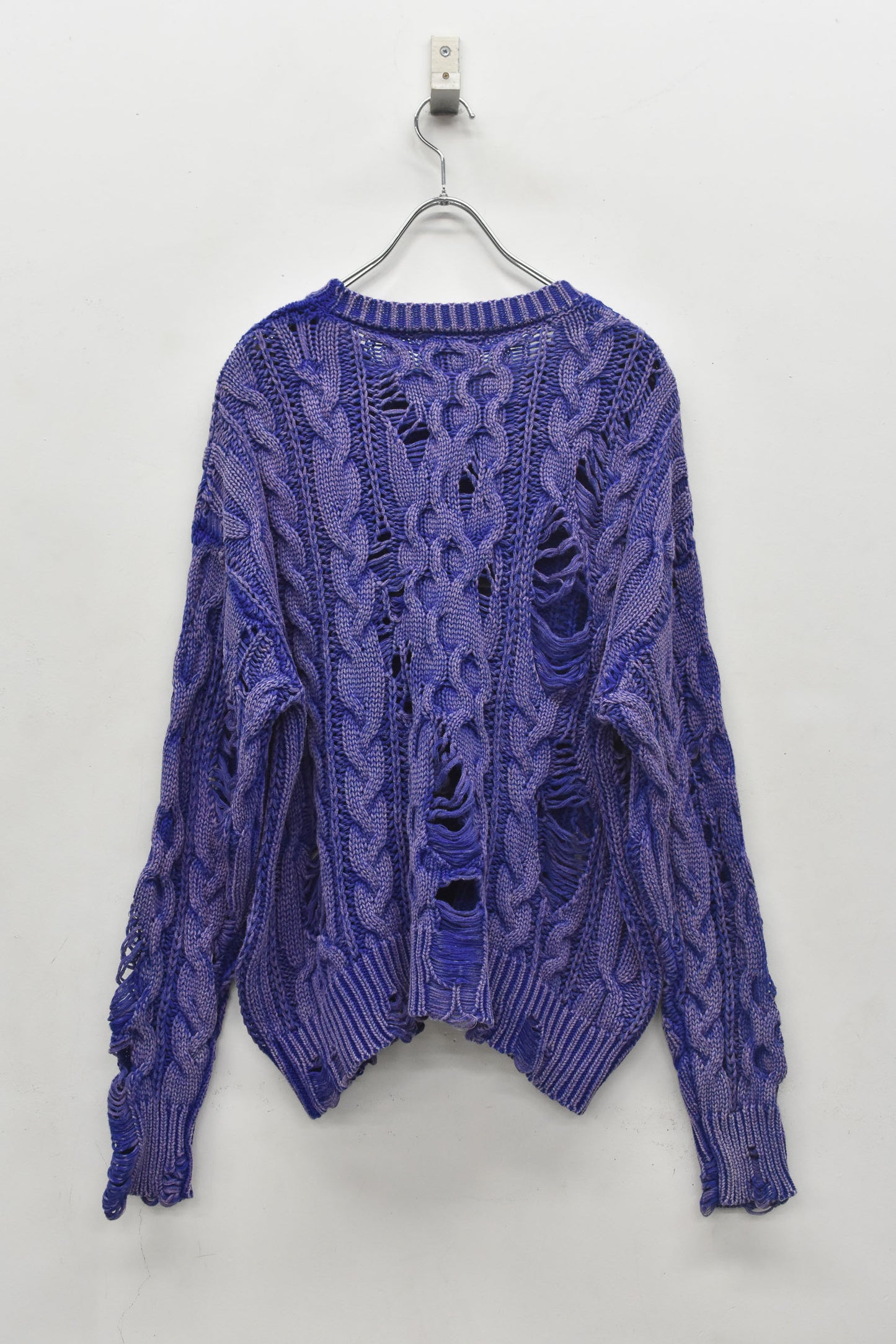 NewRose / Rope Knitting Pigment Destroy Pullover - BLUE