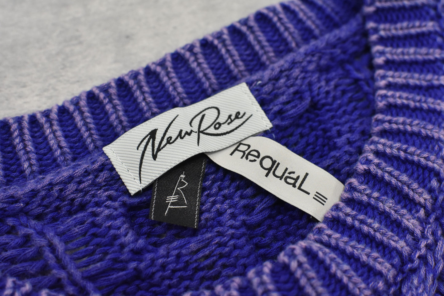 NewRose / Rope Knitting Pigment Destroy Pullover - BLUE