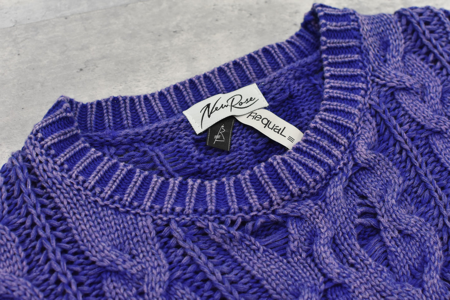 NewRose / Rope Knitting Pigment Destroy Pullover - BLUE