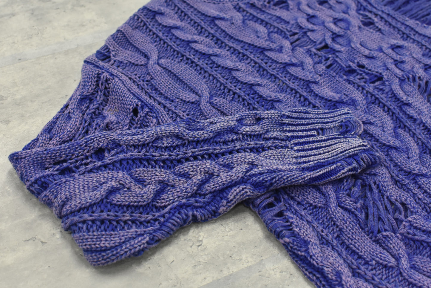 NewRose / Rope Knitting Pigment Destroy Pullover - BLUE