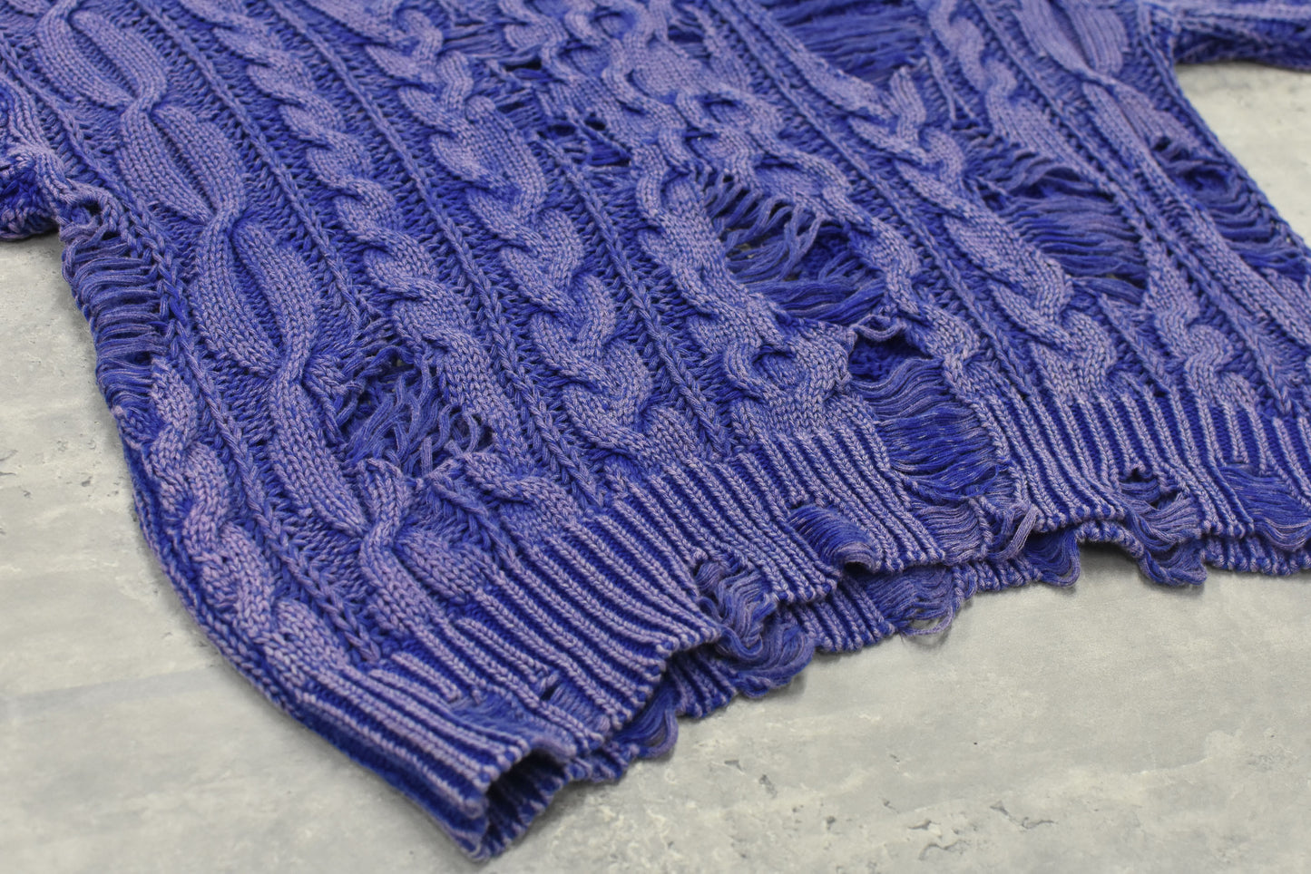 NewRose / Rope Knitting Pigment Destroy Pullover - BLUE