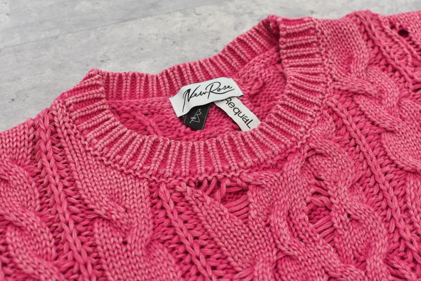 NewRose / Rope Knitting Pigment Destroy Pullover - BRIGHT PINK
