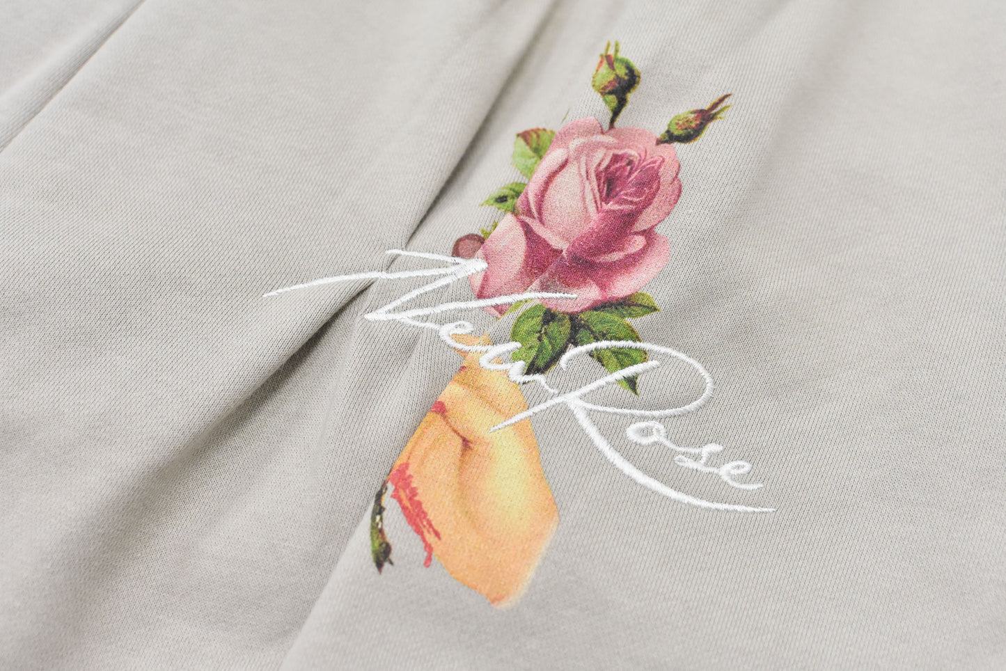 NewRose / Embroidery Wrinklework Sweatpants - GRAY